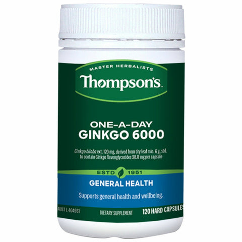 Thompson's Ginkgo 6000 One A Day 120 Capsule Pack for Memory and Circulation