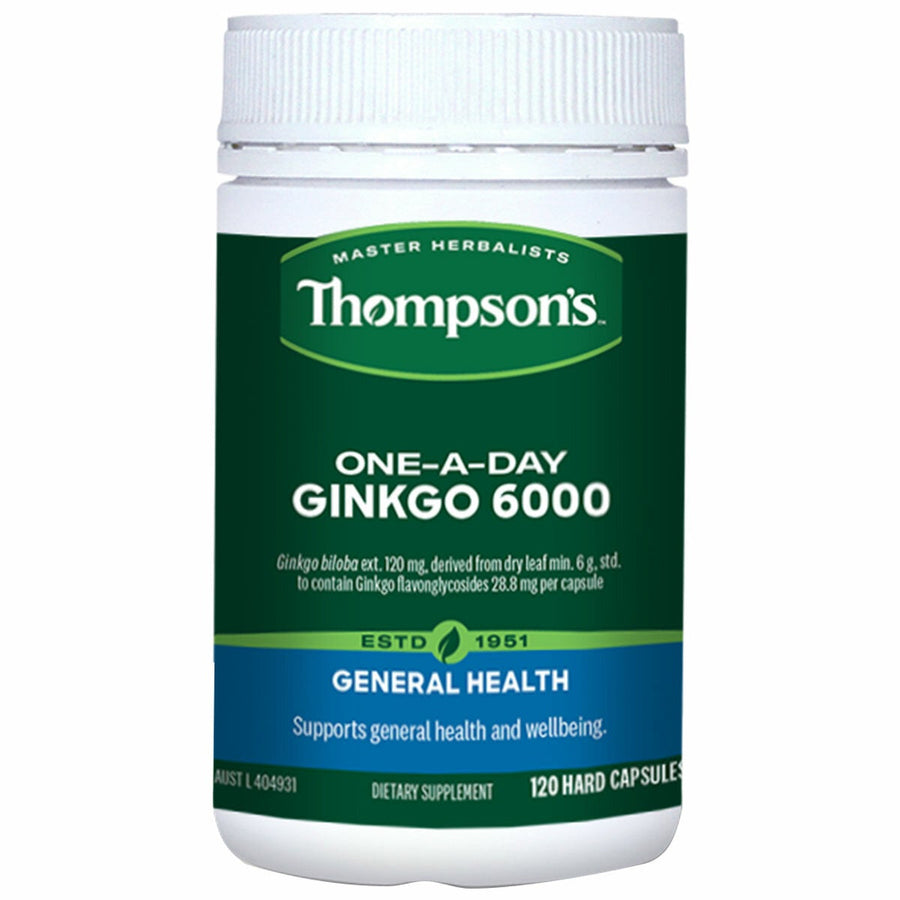 Thompson's Ginkgo 6000 One A Day 120 Capsule Pack for Memory and Circulation
