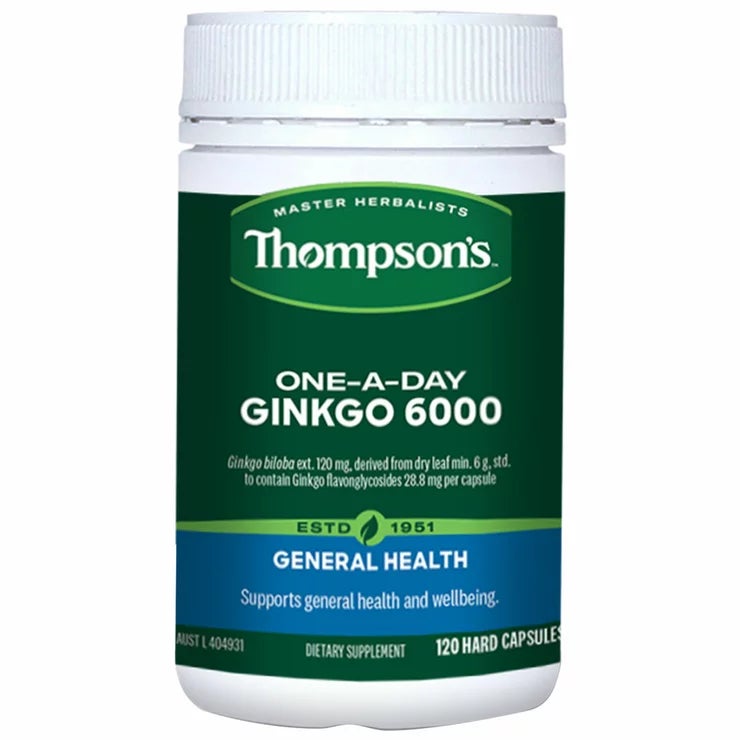 Thompson's Ginkgo 6000 One A Day 120 Capsule Pack for Memory and Circulation — image 6
