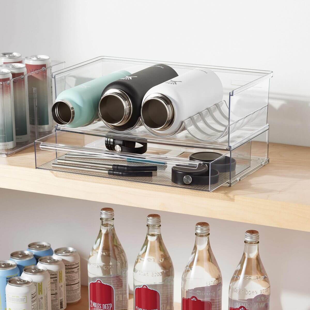 The Container Store 8 piece fridge pack 1 - Clear PET bins, egg drawer and bottle holders - VTCS-FRIDGE-P1