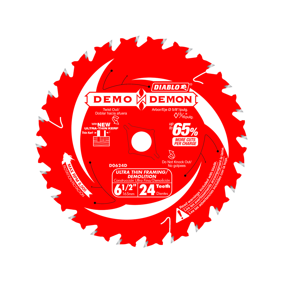 Diablo 165mm 24T Framing Demolition Saw Blade - Precision Cutting - Durable - SuperSaverAU - view 3