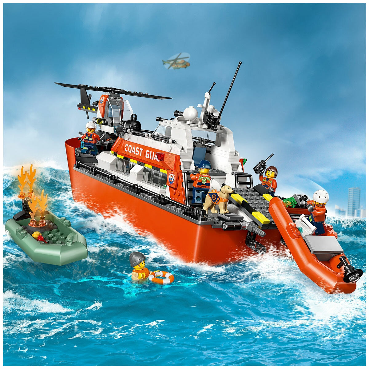 LEGO City Coast Guard Rescue Boat and Helicopter 60504