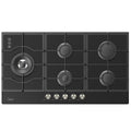 Midea 5 Burner Gas Cooktop 900mm Black Glass Cast Iron Supports MCG90GBL
