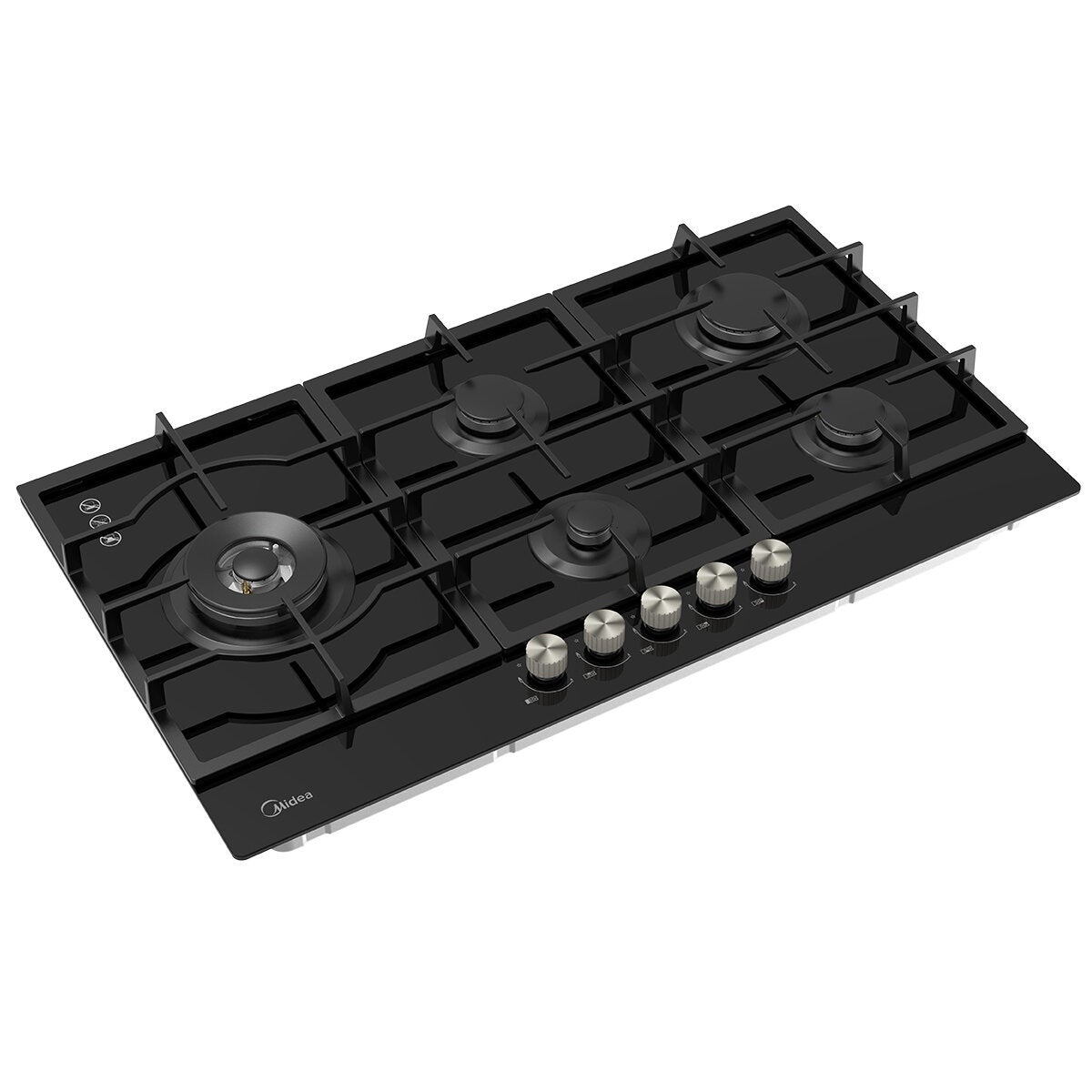 Midea 5 Burner Gas Cooktop 900mm Black Glass Cast Iron Supports MCG90GBL — image 3