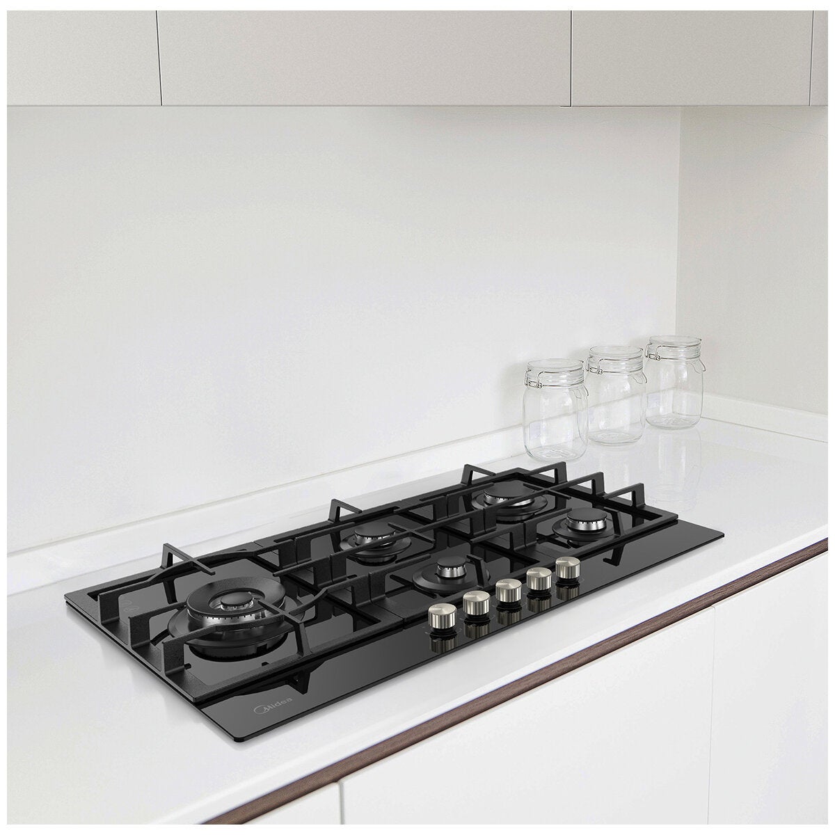 Midea 5 Burner Gas Cooktop 900mm Black Glass Cast Iron Supports MCG90GBL — image 5