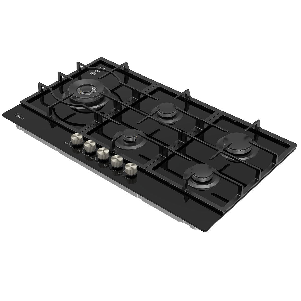 Midea 5 Burner Gas Cooktop 900mm Black Glass Cast Iron Supports MCG90GBL — image 2