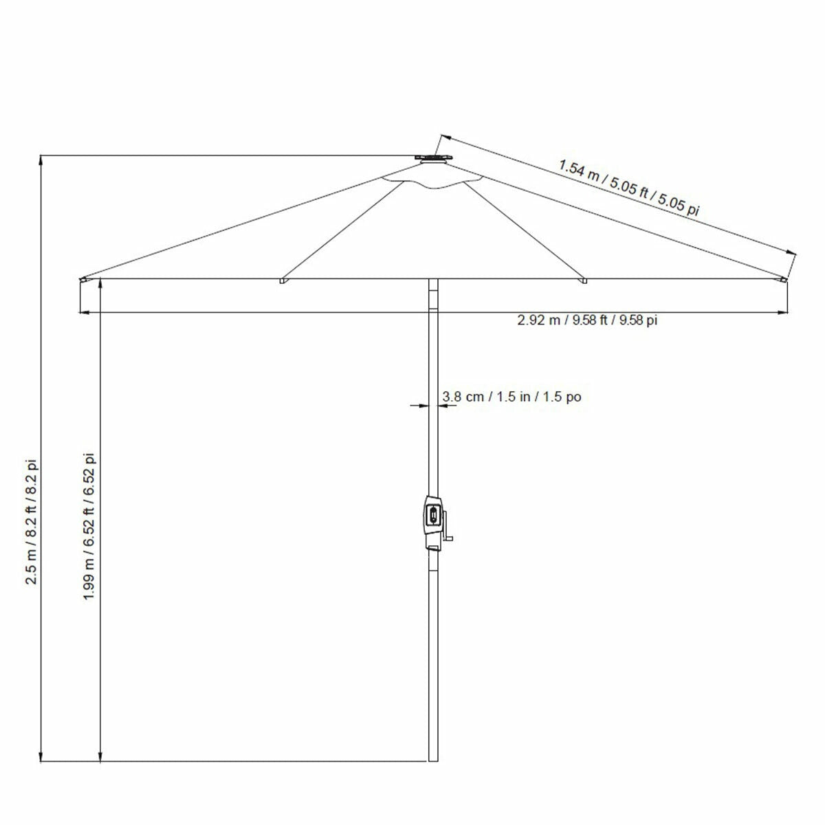 SunVilla Graphite LED Market Umbrella 3M