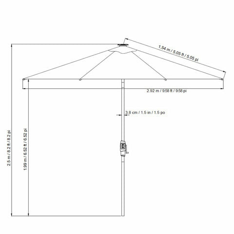 SunVilla Graphite LED Market Umbrella 3M