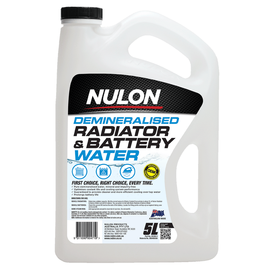 Nulon Radiator and Battery Water 5L Demineralised Top-Up