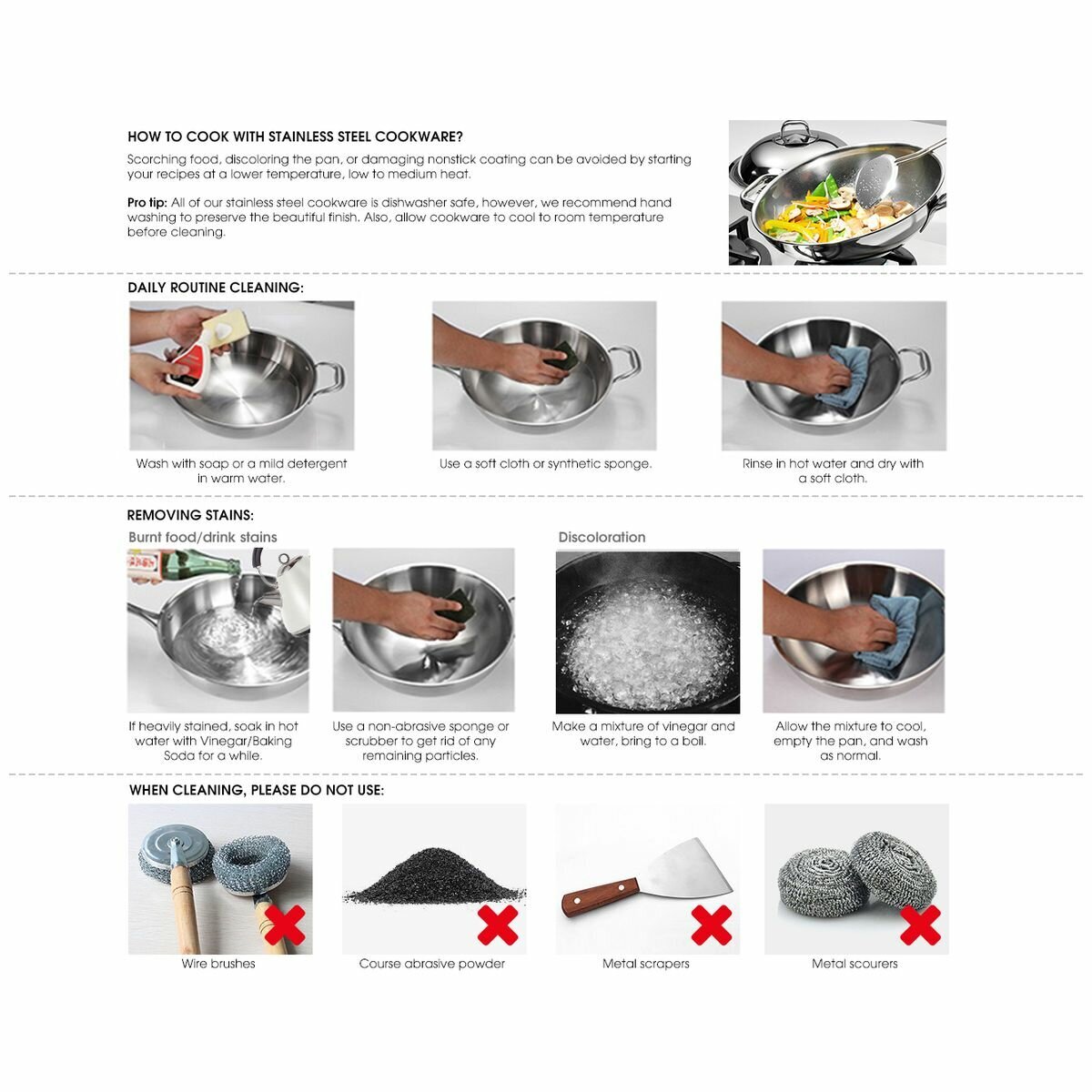 SOGA 22cm Stainless Steel Frying Pan - Even Heat Distribution, Induction Compatible - FRYPANSS2861A22CM