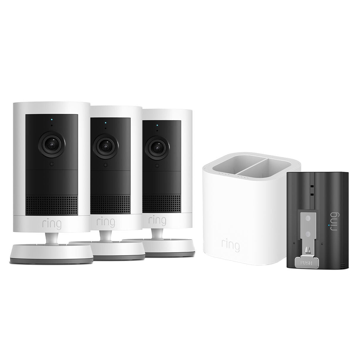 Ring Outdoor Camera Plus 2K Battery White 3 Pack And Dual Battery Charging Station And Quick Release Battery Pack B0FH49ZQHJ