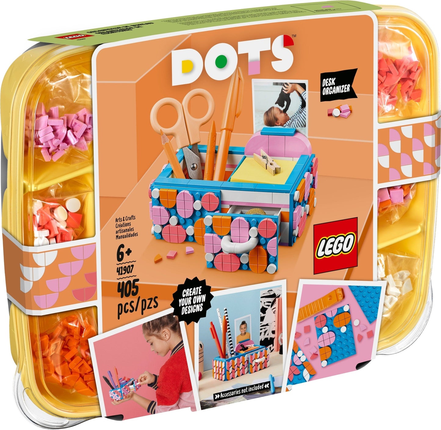 LEGO 41907 DOTS Desk Organizer with Drawer, DIY Craft Set