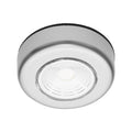 Click Silver LED Puck Lights 4 Pack, Cordless Push-On, Indoor, Self-Adhesive