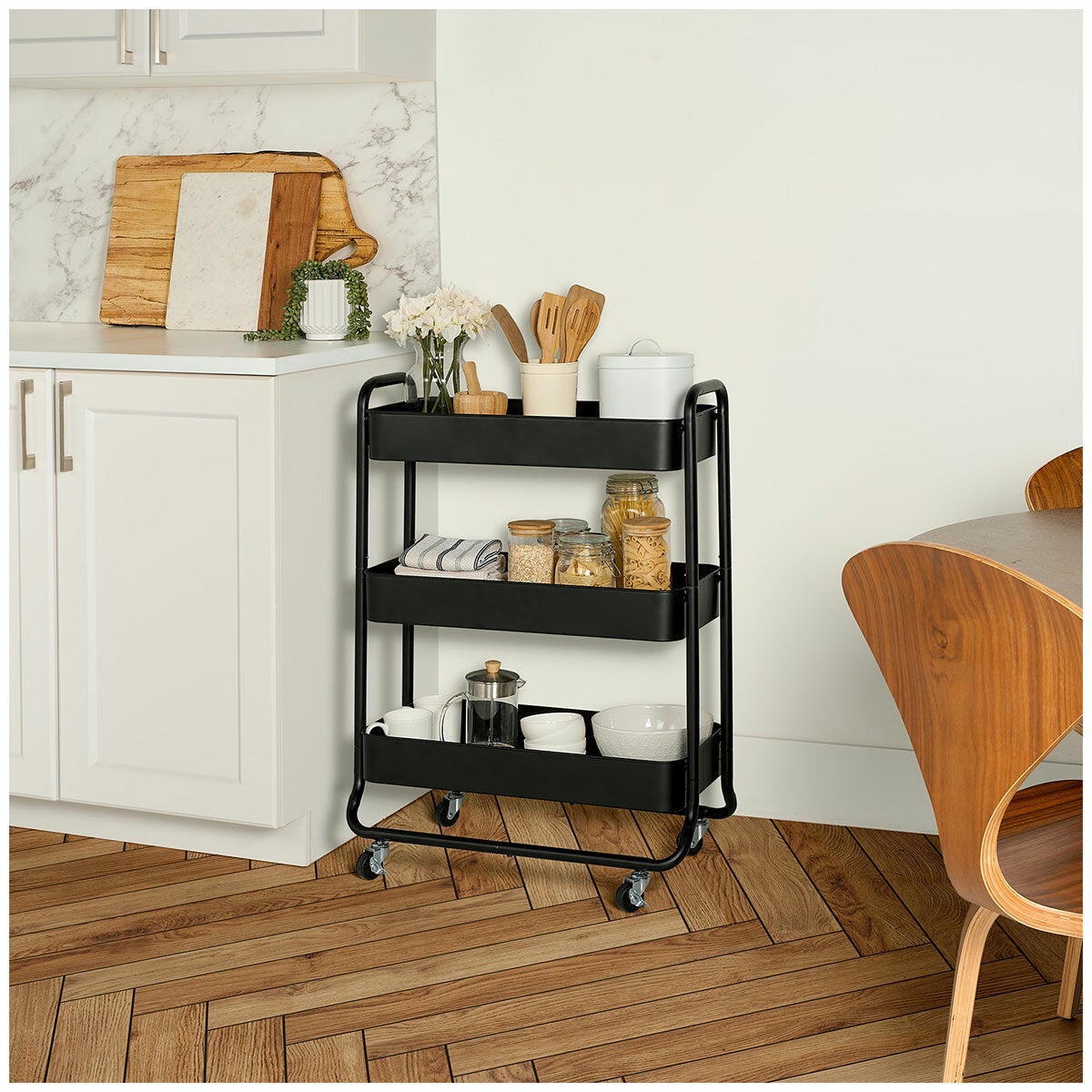 Neatfreak 3 Tier Metal Storage Trolley Extra Wide Rolling Cart Locking Wheels — image 5