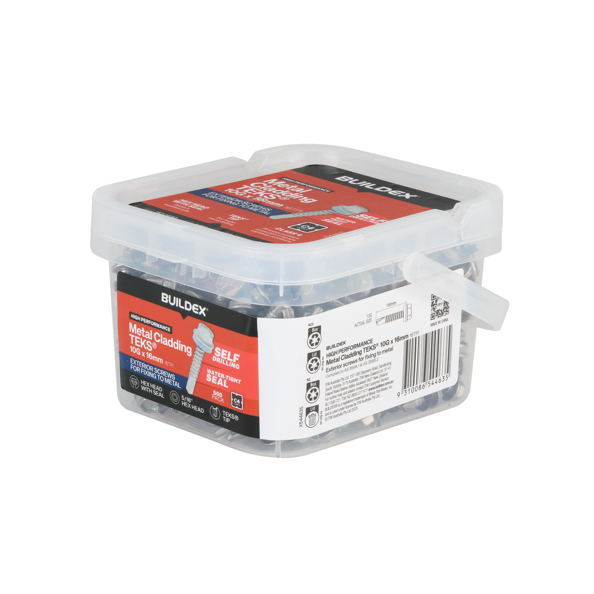 Buildex Teks Screws - 10g x 16mm - Class 4 - 500 Pack - Self-Drilling - Corrosion Resistant - SuperSaverAU - view 2