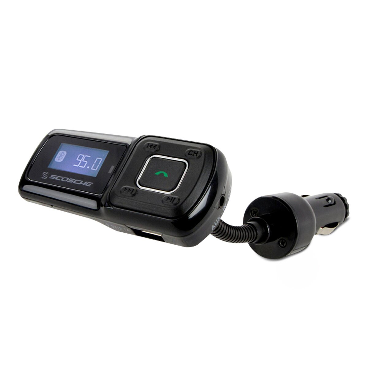 Scosche Bluetooth handsfree car kit with FM transmitter - 2.1A USB charge port - Black - BTFMA