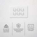 DETA X6 Six Switch 6 Gang White Polycarbonate 10A 240V