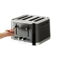 Russell Hobbs Geo Steel 4 Slice Toaster - Black Stainless Steel, High Lift, Browning Control - RHT404BLK