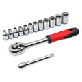 Trojan 14 Piece 1/4" Drive Metric Socket Set, Chrome Vanadium 12 Point