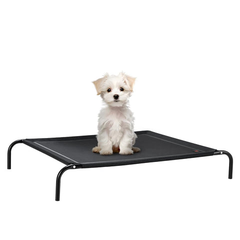 Cooling Elevated Dog Bed - Black, Medium 87 x 65 x 20cm - Breathable Textilene Mesh, Steel Frame, Holds 60kg