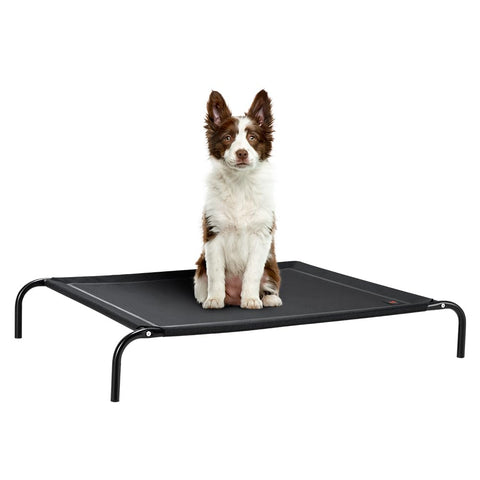 Cooling Elevated Dog Bed - Black, Large 107 x 80 x 20cm - Breathable Textilene Mesh, Washable, Holds 60kg