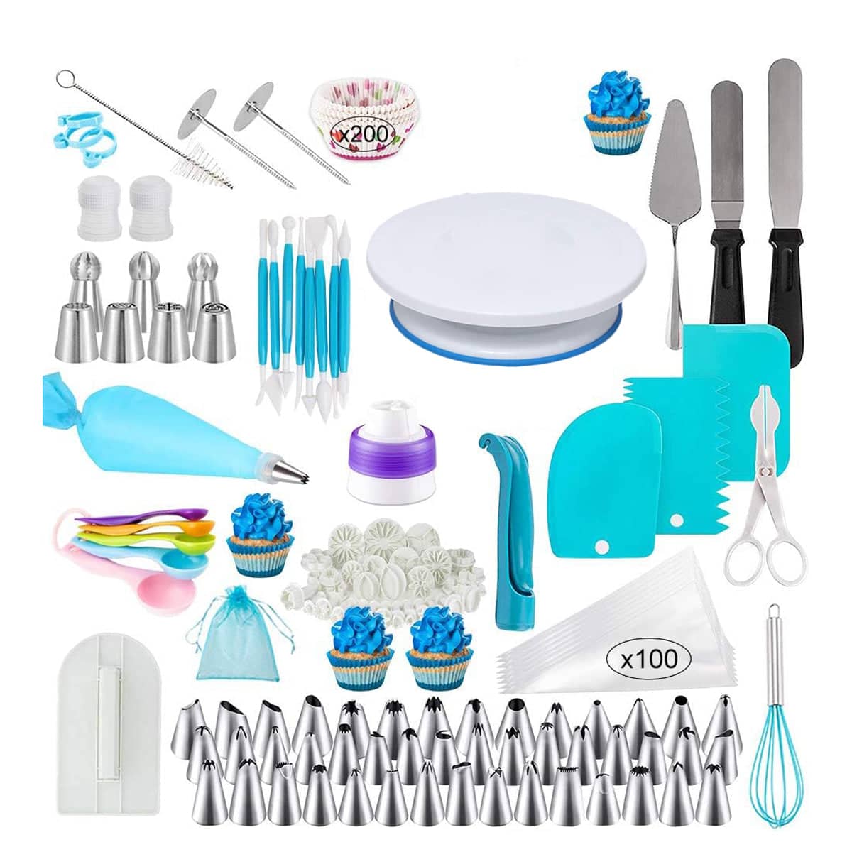 420 Piece Cake Decorating Kit with Rotating Turntable, Nozzles and Piping Bags - view 2