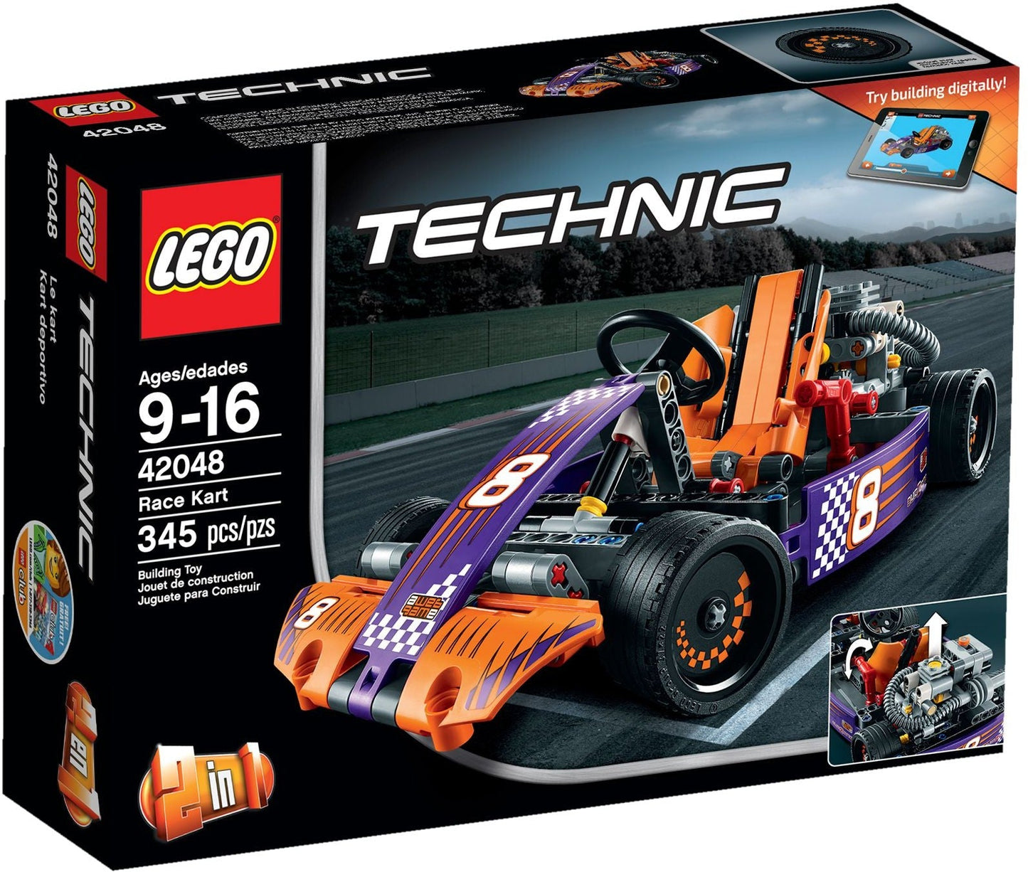 LEGO 42048 Race Kart: Build & Race a 2-in-1 Supercar