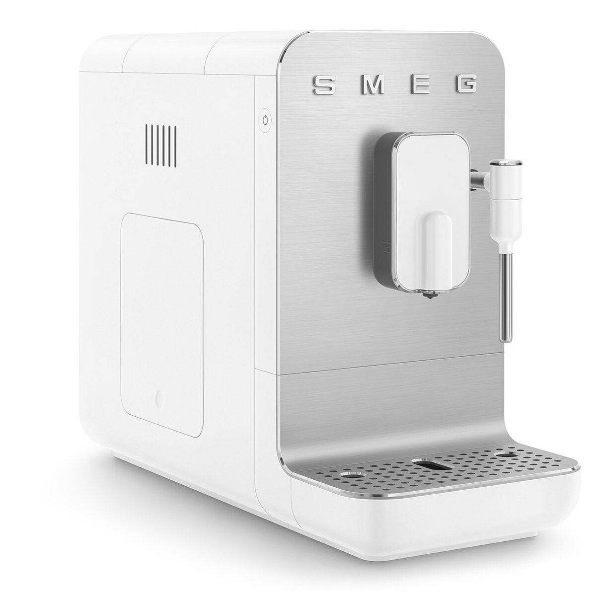 Smeg 50's Style automatic coffee machine with steam - white with aluminium face - 1.4L tank - BCC02WHMAU