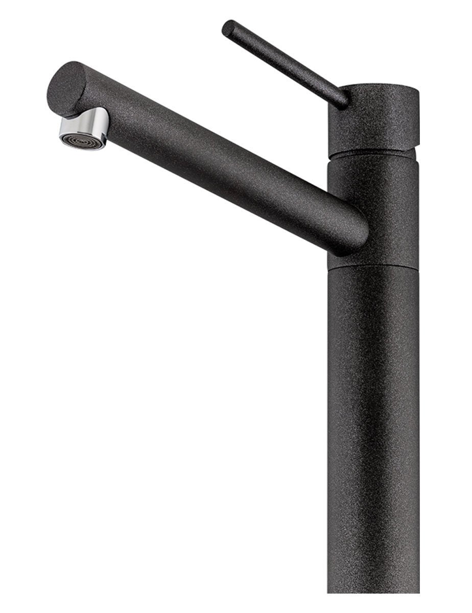 Oliveri Pepe swivel kitchen mixer tap - Granite Black finish, square neck, WELS 4 Star - PT2010C-ST-BL