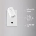 Verve Design White Sirius Wall Light - Adjustable Shade - 100mm x 160mm x 180mm - SuperSaverAU - view 3