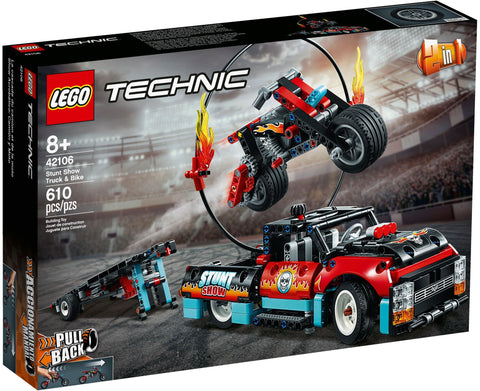 LEGO 42106 Stunt Show Truck & Bike - Pull-Back Motorcycle & Fire Ring - SuperSaverAU - view 1