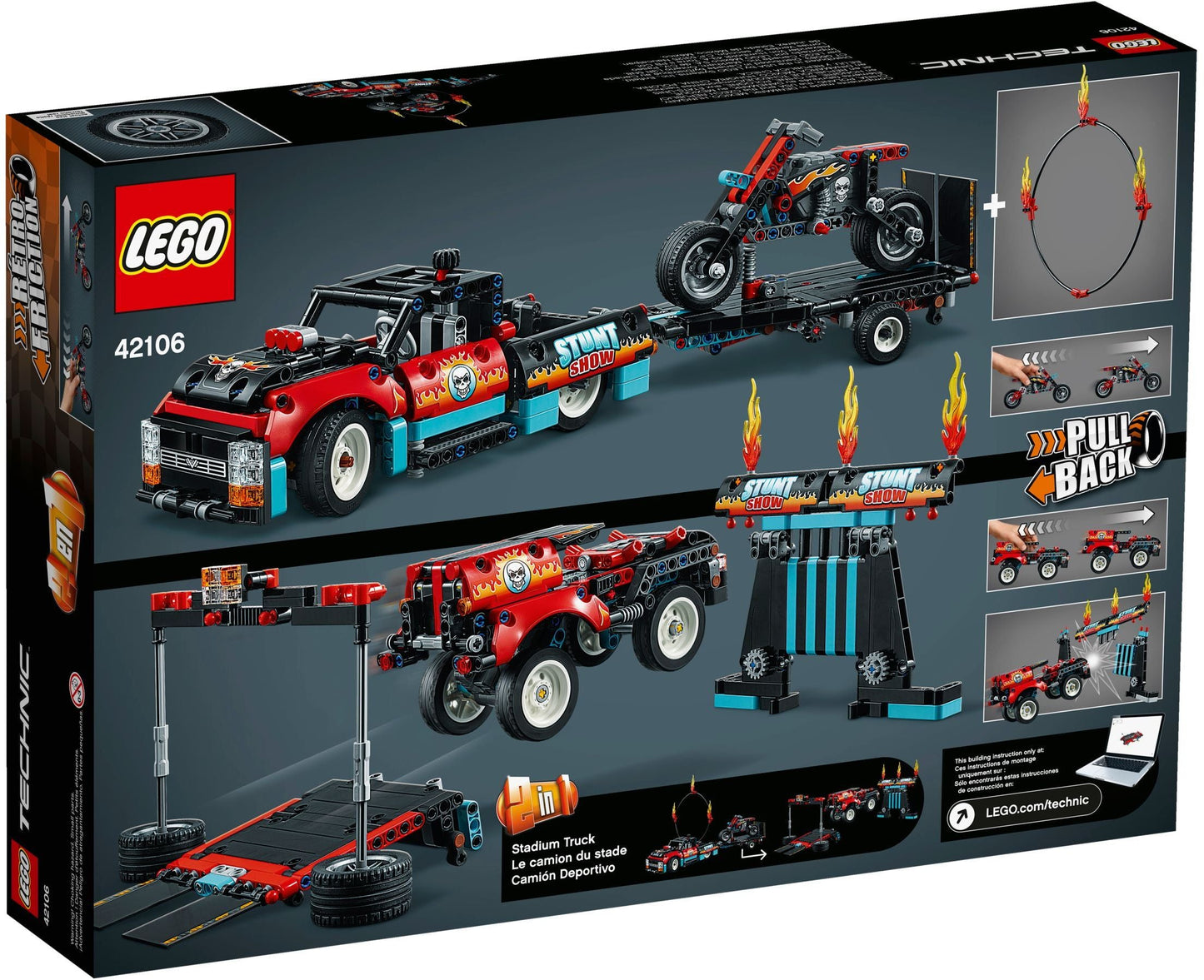 LEGO 42106 Stunt Show Truck & Bike - Pull-Back Motorcycle & Fire Ring
