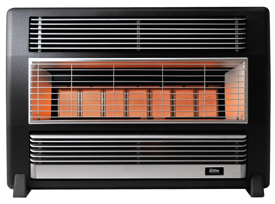 Omega Altise Brigadier LPG Radiant Convector Heater - Black Marble - 3 Heat Settings - Castors - OABRFLPBM