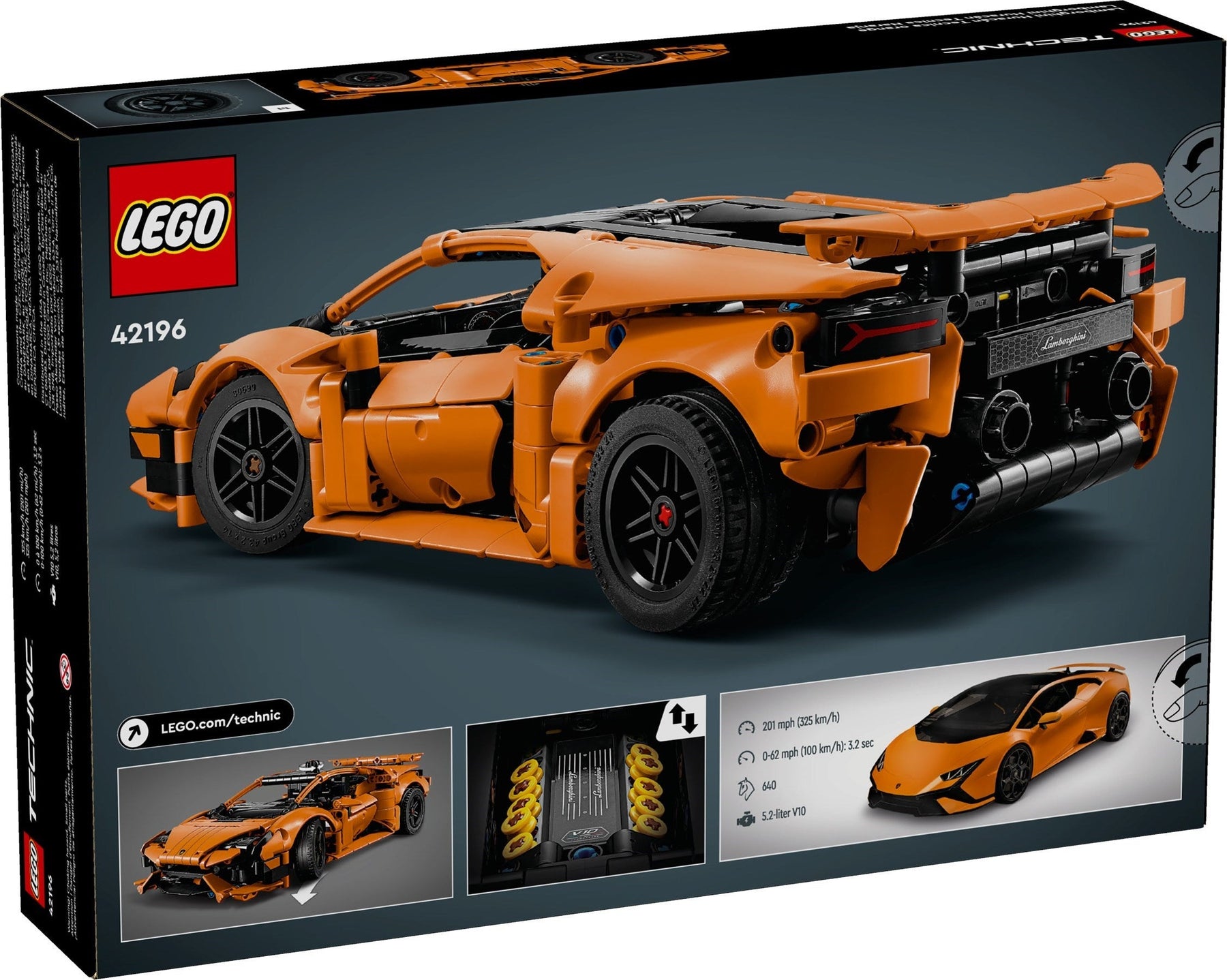 LEGO Technic Lamborghini Huracán Tecnica Orange 42195 - SuperSaverAU - view 6
