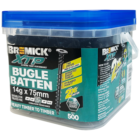 Bremick XTP Bugle Batten 14g x 75mm Technoguard 500 Pack - Fast Installation - Corrosion Resistant - SuperSaverAU - view 1