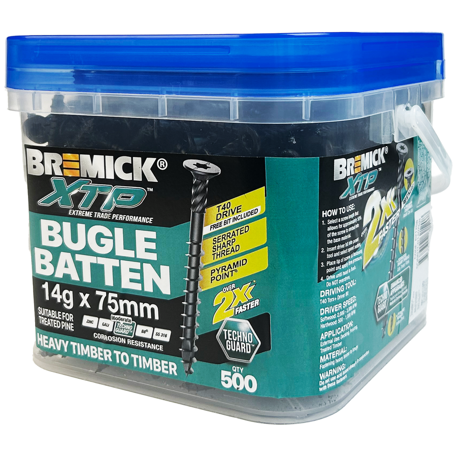 Bremick XTP Bugle Batten 14g x 75mm Technoguard 500 Pack - Fast Installation - Corrosion Resistant - SuperSaverAU - view 1