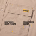 DEWALT Khaki Basalt Short Sleeve Button Up Shirt - Men's Size XXL, Stretch Cotton