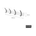 Mode 4 Hat Coat Rack - 450mm - White Board - 4 Black Hooks - SuperSaverAU - view 3