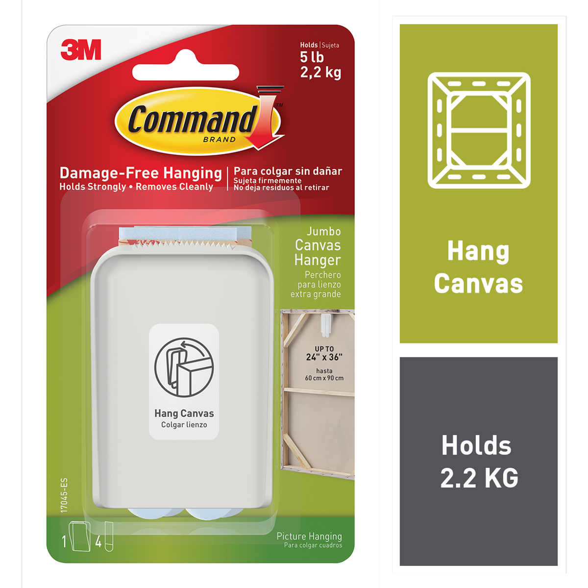 Command Jumbo Canvas Hanger - 1.3kg - Plastic - Damage-Free Hanging - SuperSaverAU - view 2