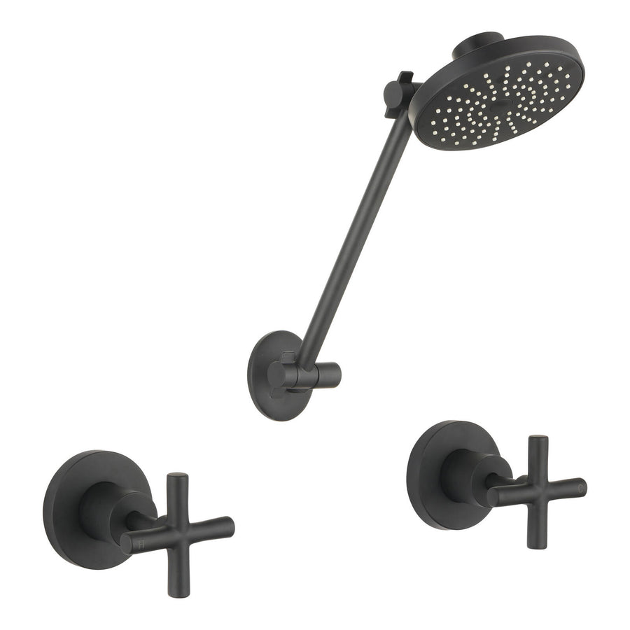 Mondella Resonance Matte Black 1/2 Turn Cross Handle All Directional Shower Set 9L/min WELS 3 Star