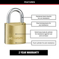 Master Lock 30mm Solid Brass Keyed Padlock, 2 Pack Keyed Alike, Hardened Steel Shackle