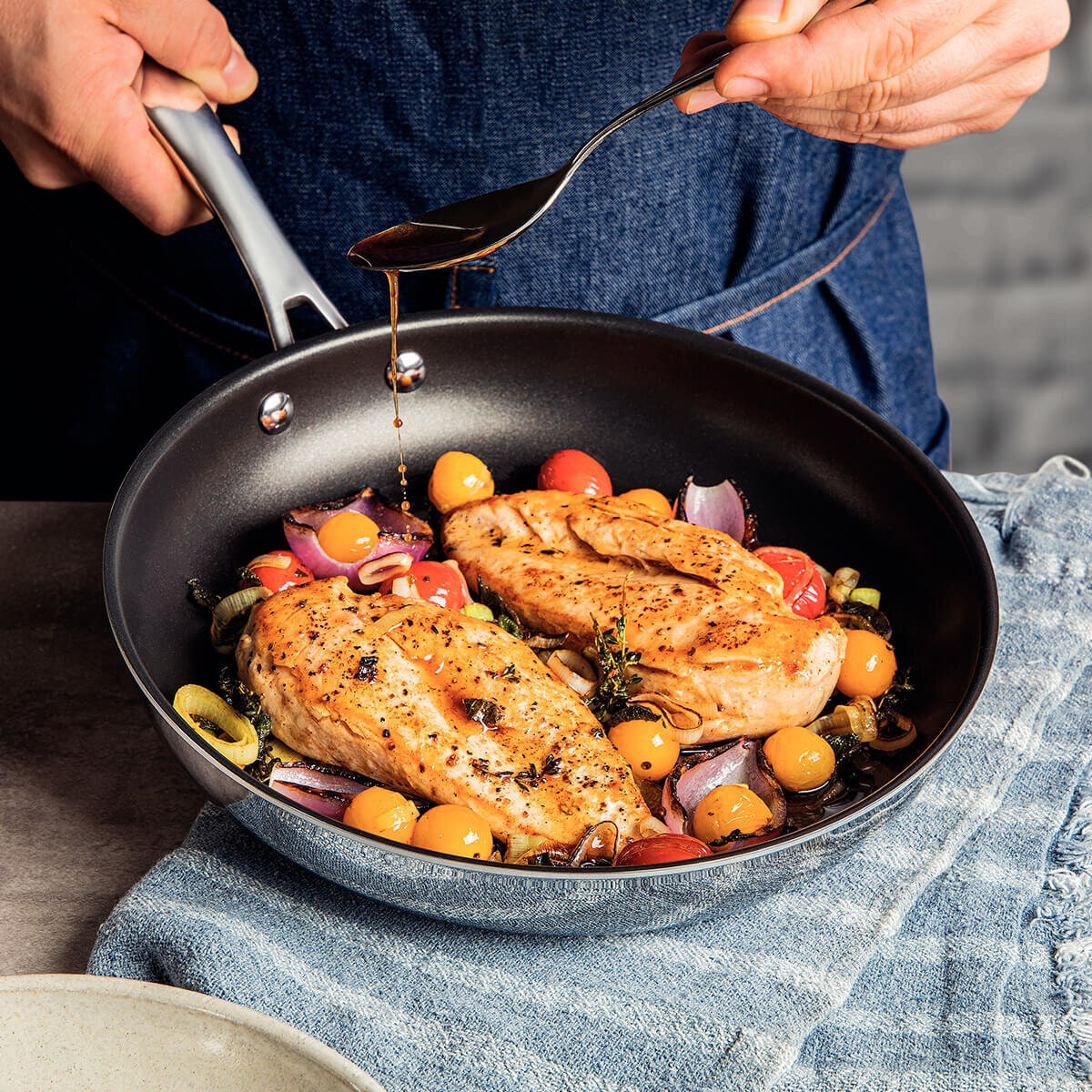 Tramontina Grano 30cm Non-Stick Frying Pan - Tri-Ply Clad Stainless Steel, Starflon Premium - 62155307