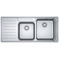 Franke Bell 1 and 3/4 bowl sink with left hand drainer - 27L and 17L bowls, 18/10 stainless steel - BCX621LHD