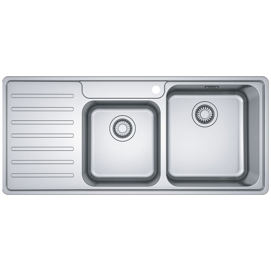Franke Bell 1 and 3/4 bowl sink with left hand drainer - 27L and 17L bowls, 18/10 stainless steel - BCX621LHD