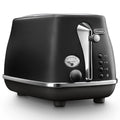 DeLonghi Icona Capitals 2 Slice Toaster - Auckland Black, Electronic Browning Control - CTOC2003BK