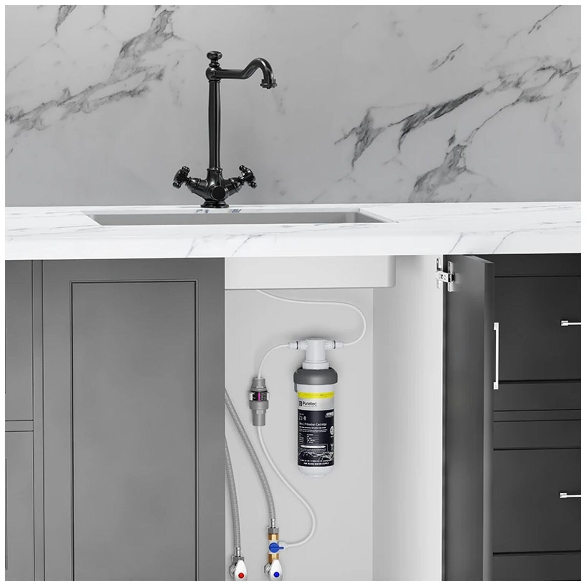 Puretec hot, cold and filtered water mixer tap - matte black - 3 star WELS rating - 1 year warranty - Z1-BL3
