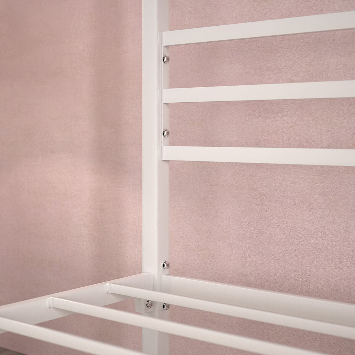 Zinus Double Metal Canopy Bed Frame - White Steel Frame, Slatted Platform, 280kg Capacity - AU-CPBFW-D