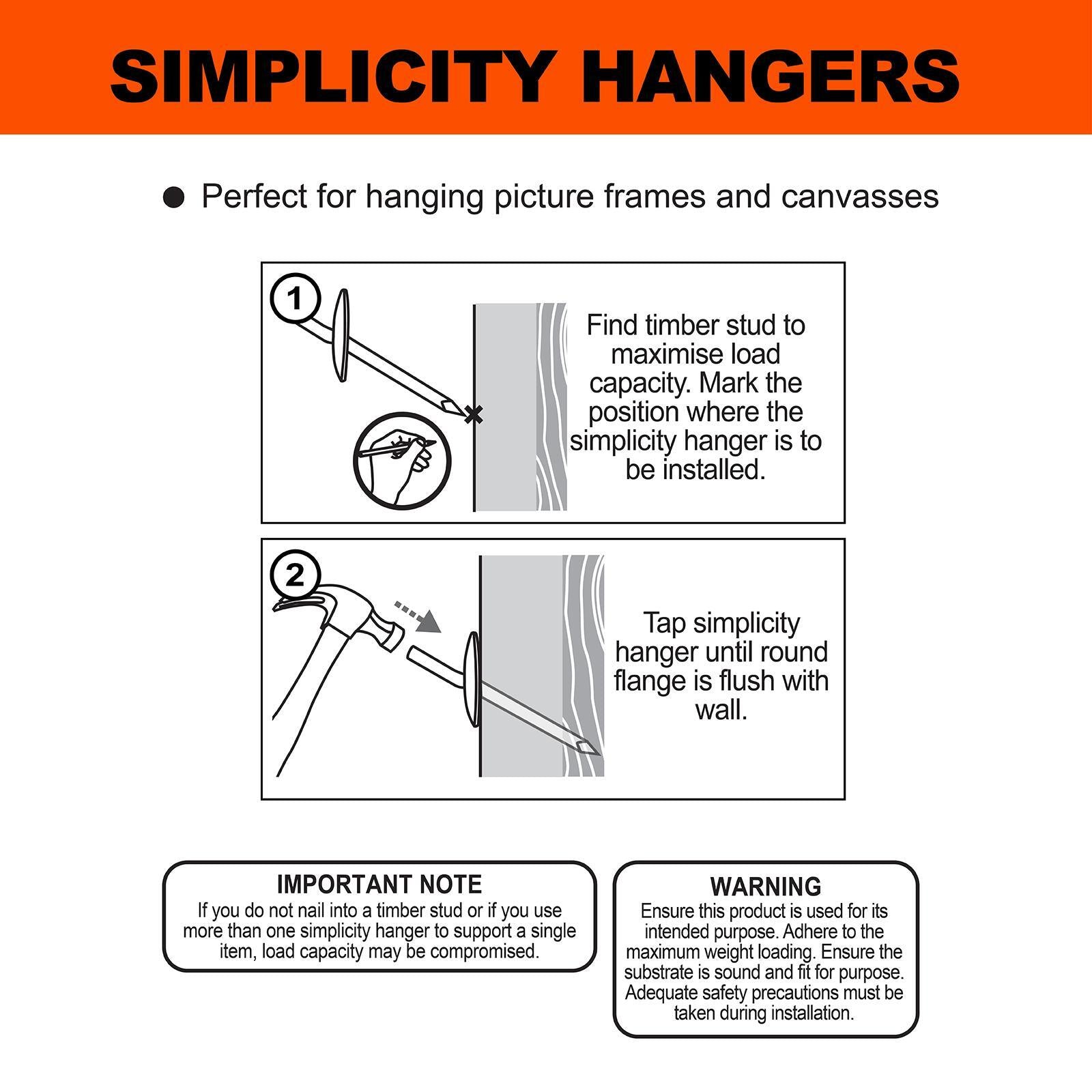 Everhang Brass Plated Simplicity Picture Hook 8kg - 4 Pack