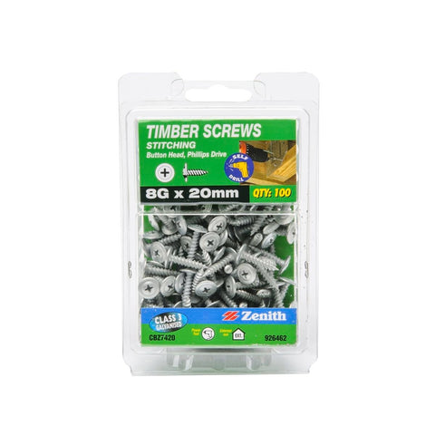 Zenith Timber Screws - 8g x 20mm Galvanised - 100 Pack - Durable - SuperSaverAU - view 1