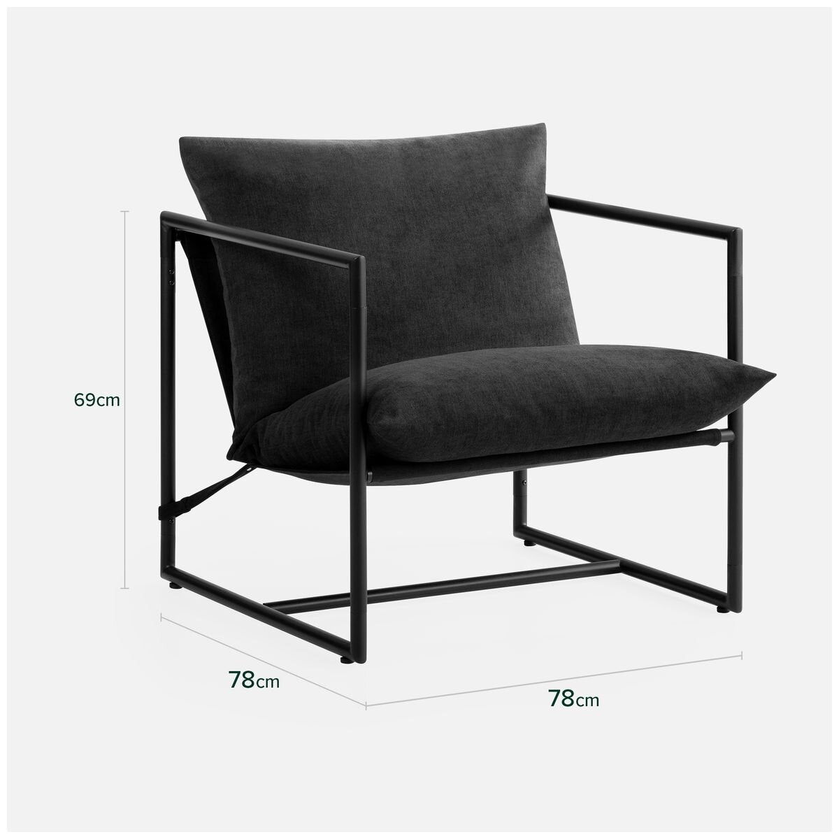 Zinus Aidan Sling Accent Chair - Black, Metal Frame, Seats One - AU-USHSL1-31B